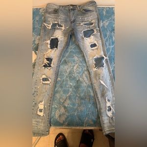 Blue ripped jeans mens